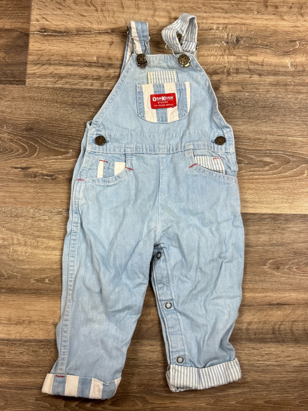 Oshkosh B’Gosh Vintage 90’s Striped Overalls Baby 18M
